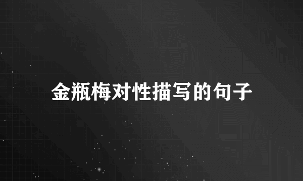 金瓶梅对性描写的句子
