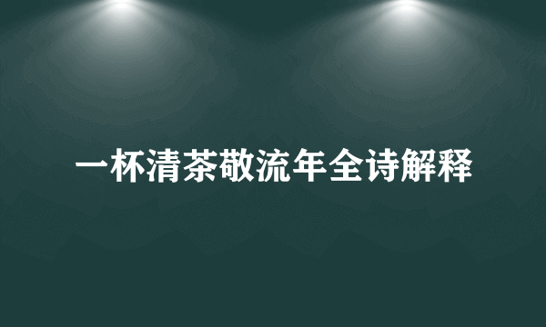 一杯清茶敬流年全诗解释