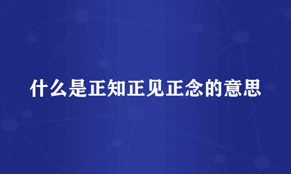 什么是正知正见正念的意思