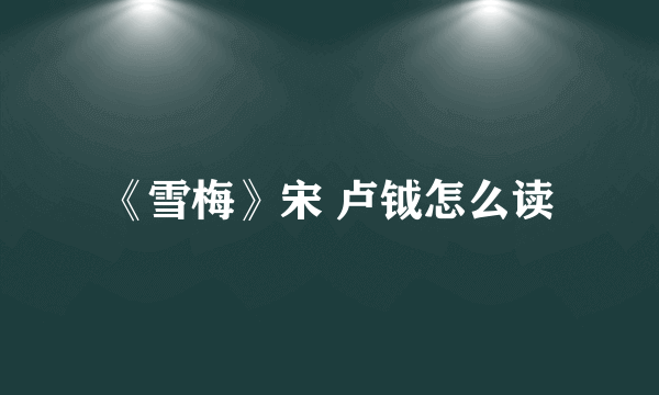 《雪梅》宋 卢钺怎么读