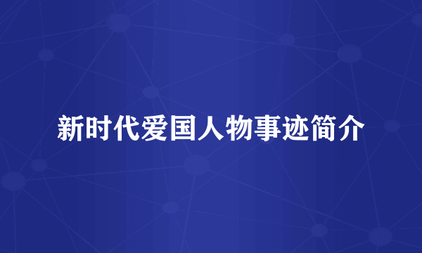 新时代爱国人物事迹简介