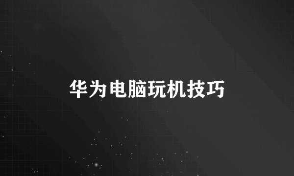 华为电脑玩机技巧