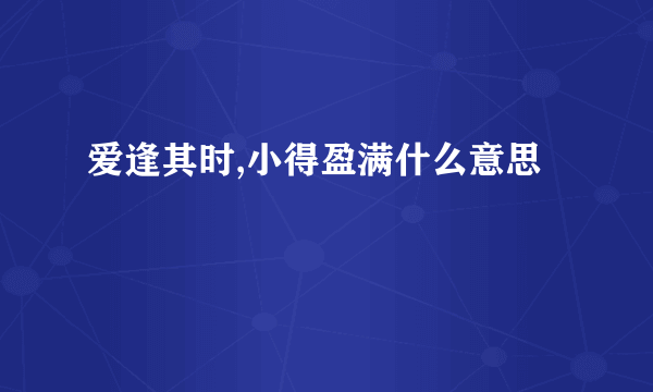 爱逢其时,小得盈满什么意思