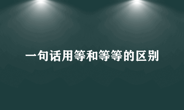 一句话用等和等等的区别
