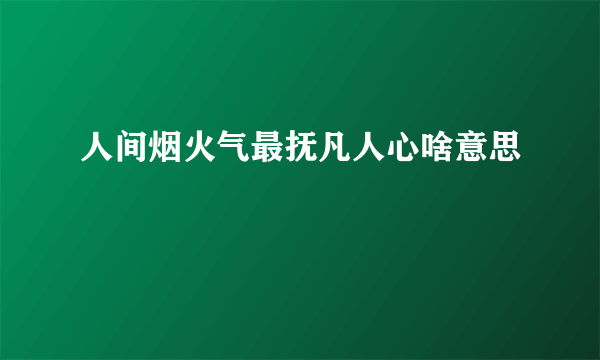 人间烟火气最抚凡人心啥意思