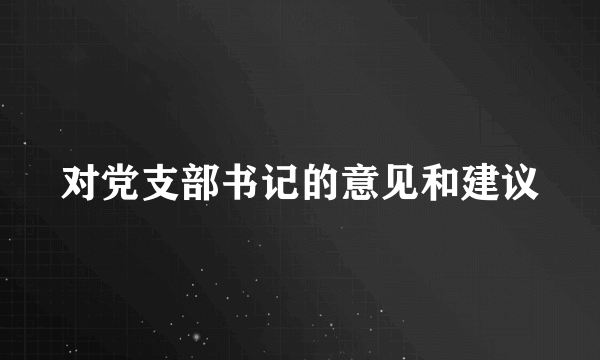 对党支部书记的意见和建议