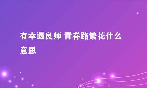 有幸遇良师 青春路繁花什么意思