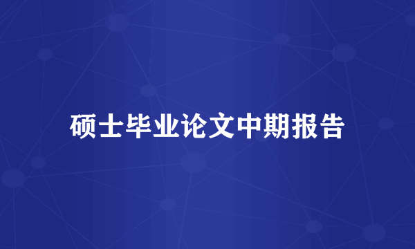 硕士毕业论文中期报告