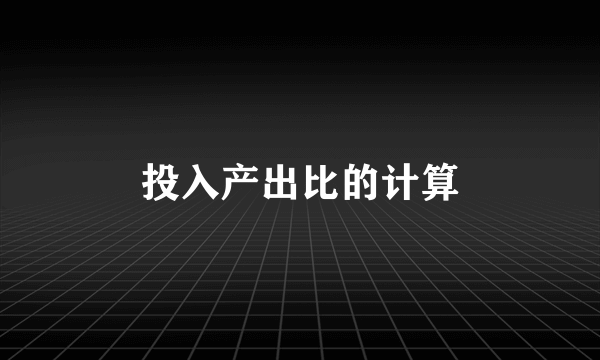 投入产出比的计算
