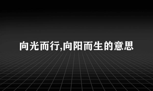 向光而行,向阳而生的意思