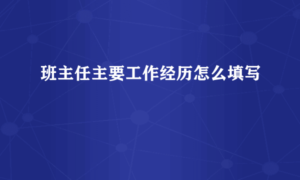 班主任主要工作经历怎么填写