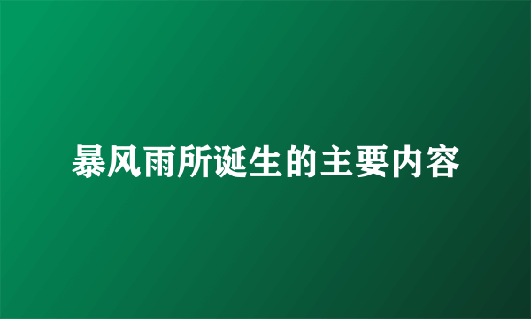 暴风雨所诞生的主要内容