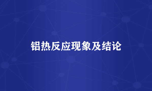 铝热反应现象及结论