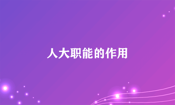 人大职能的作用