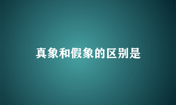 真象和假象的区别是
