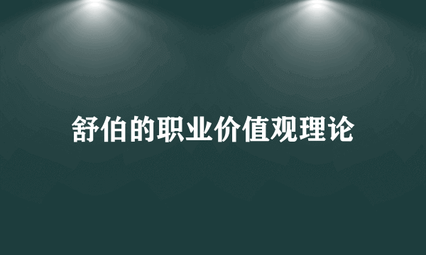 舒伯的职业价值观理论