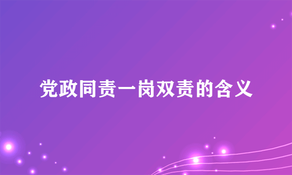 党政同责一岗双责的含义