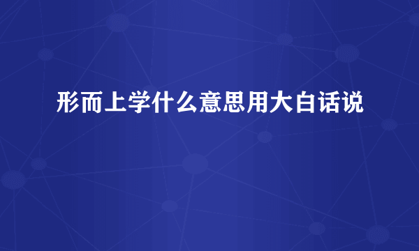形而上学什么意思用大白话说