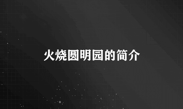 火烧圆明园的简介