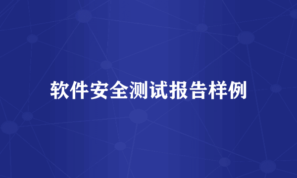 软件安全测试报告样例