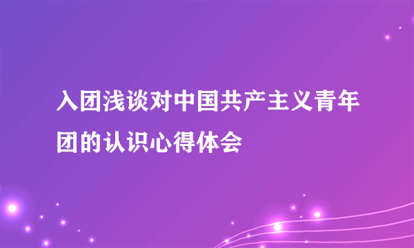 入团浅谈对中国共产主义青年团的认识心得体会