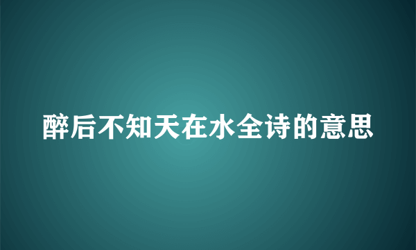 醉后不知天在水全诗的意思