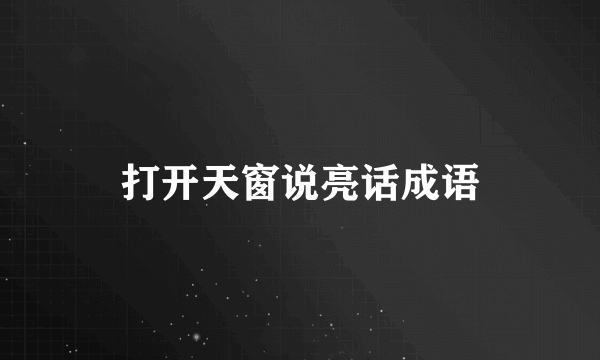 打开天窗说亮话成语