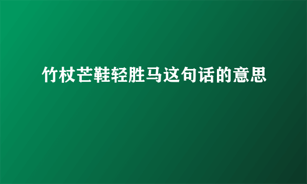 竹杖芒鞋轻胜马这句话的意思
