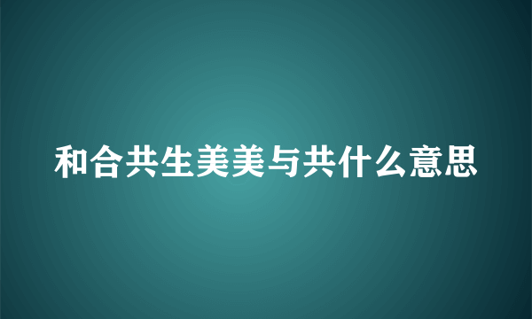 和合共生美美与共什么意思