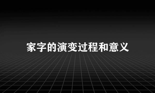 家字的演变过程和意义