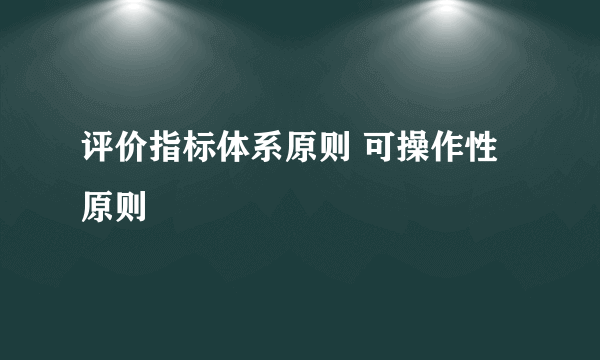 评价指标体系原则 可操作性原则