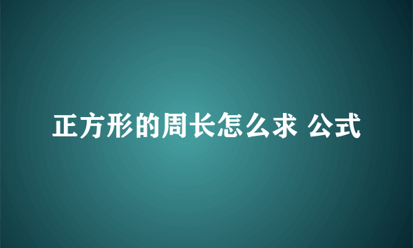 正方形的周长怎么求 公式
