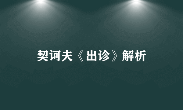 契诃夫《出诊》解析