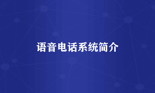 语音电话系统简介