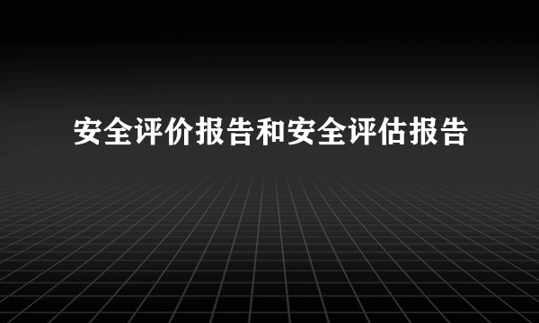安全评价报告和安全评估报告