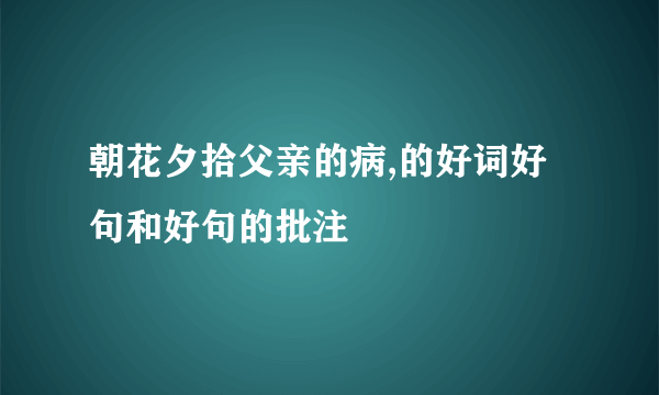 朝花夕拾父亲的病,的好词好句和好句的批注