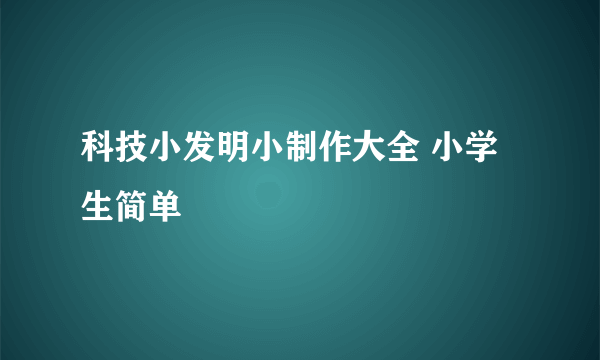 科技小发明小制作大全 小学生简单