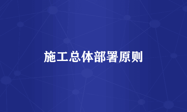 施工总体部署原则
