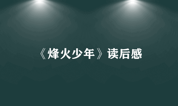 《烽火少年》读后感