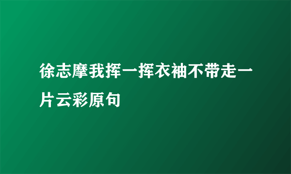 徐志摩我挥一挥衣袖不带走一片云彩原句