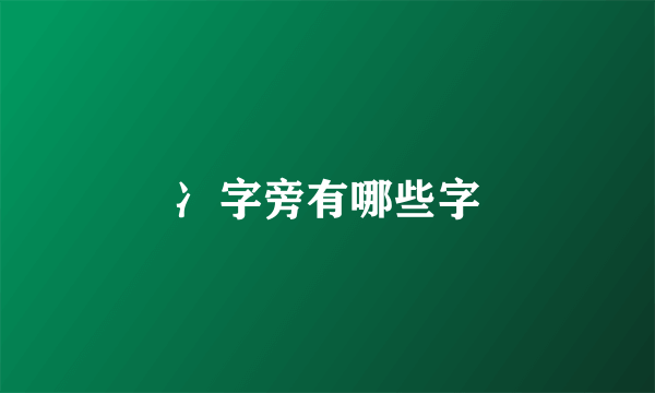 冫字旁有哪些字