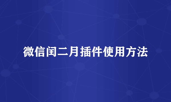 微信闰二月插件使用方法
