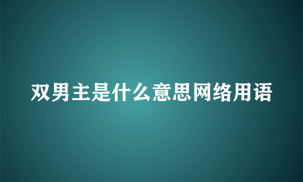 双男主是什么意思网络用语