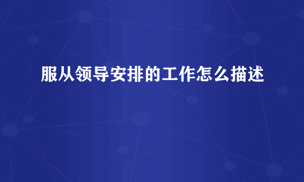 服从领导安排的工作怎么描述