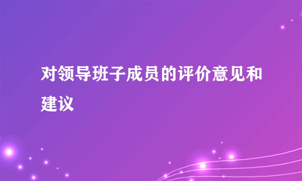 对领导班子成员的评价意见和建议