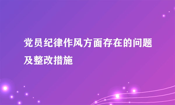 党员纪律作风方面存在的问题及整改措施