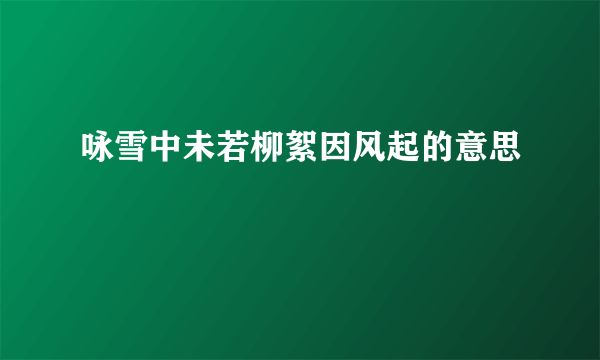 咏雪中未若柳絮因风起的意思