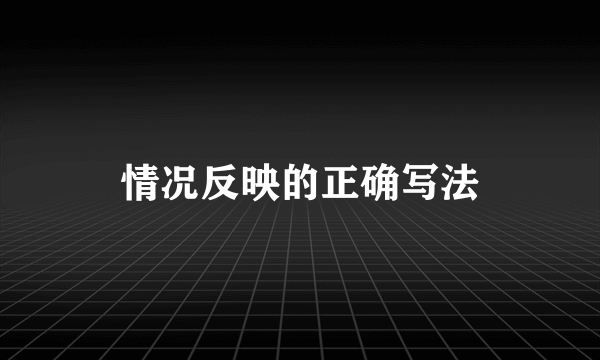 情况反映的正确写法