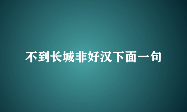 不到长城非好汉下面一句
