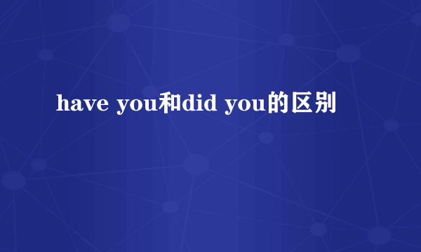 have you和did you的区别